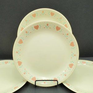 Corelle Forever Yours Dinner Plates Beige Plates Pink Blue Hearts Flowers